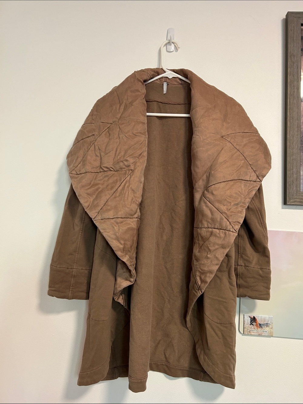 Brown Draped Quilted Collar Coat